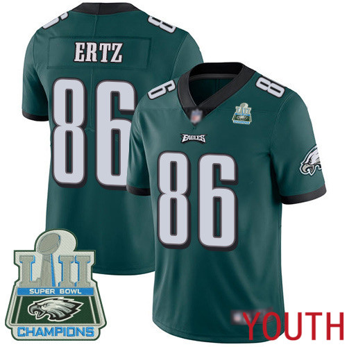 Youth Philadelphia Eagles #86 Zach Ertz Midnight Green Team Color Vapor Untouchable NFL Jersey Limited Player Super Bowl 100th->youth nfl jersey->Youth Jersey